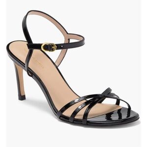 Stuart Weitzman Black Patent Starla 80 Ankle Strap Sandal Heel - size 11